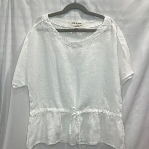 Anthropologie by cloth & stone White Linen Women's Top size XXS